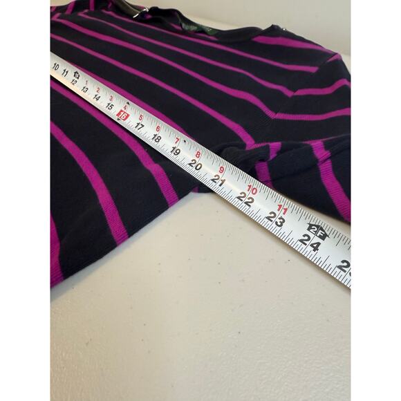 Lauren Ralph Lauren Women’s Plus 2X Black and Purple striped with zip shoulders - Picture 4 of 8
